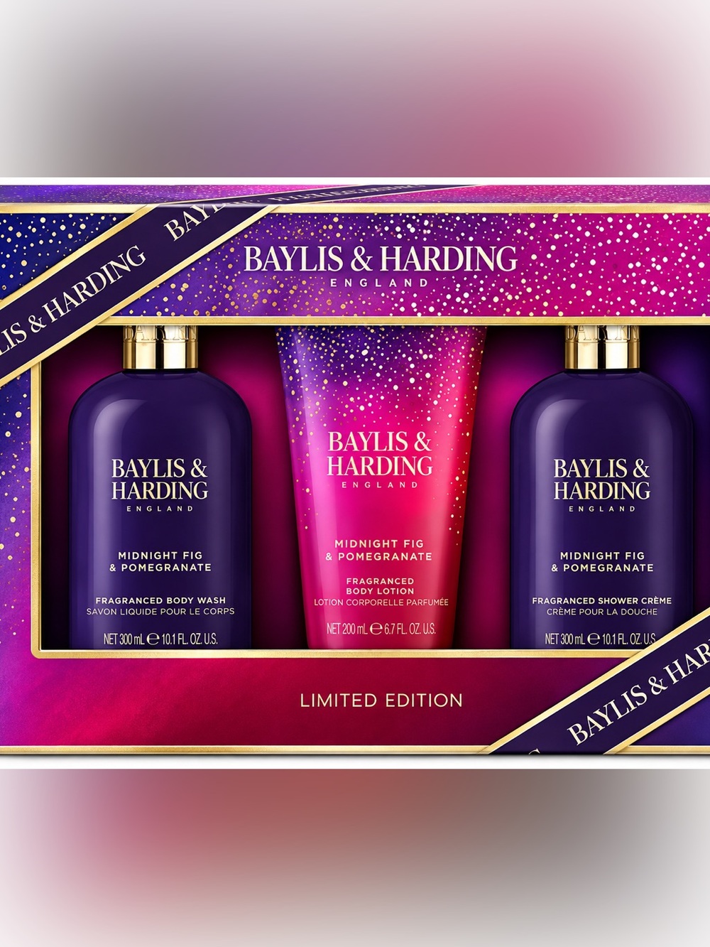 NEW Baylis & Harding Midnight Fig & Pomegranate 3-Piece Bath & Body Gift Set